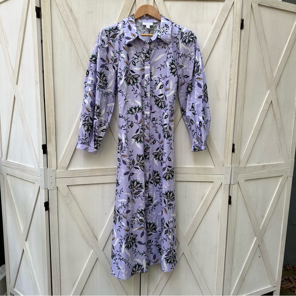 Charter Club Purple and Black Long Sleeve Dress